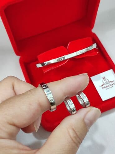 свадебные наборы ручной: Серебряный Комплект+ Браслет Карьтие Серебро 925 пробы Размеры — 7