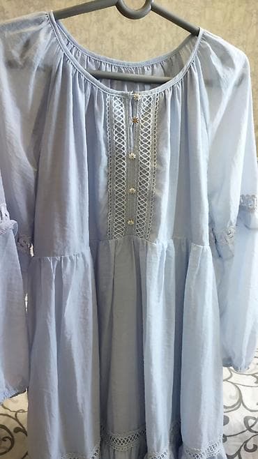 платье оверсайз: Платье свободного кроя в стиле бохо, нежно-голубого цвета. Покупала — 2