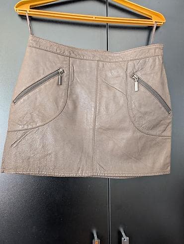 юбка зара: Юбка, Модель юбки: Прямая, Мини, Натуральная кожа, Низкая талия — 4