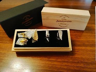 Айымдардын бут кийими: Запонки Junesman в подарочной деревянной коробке. - Комплект из двух — 1