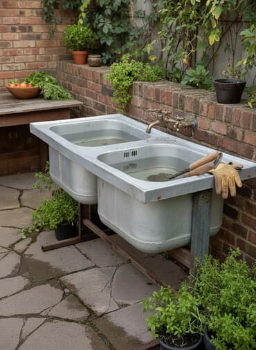 раковина с тумбой и зеркалом в ванную бишкек: Двухсекционная мойка из алюминевой стали на металлической раме — 1