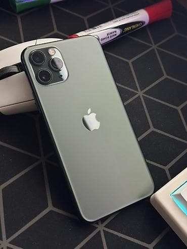 iphone цена бишкек: IPhone 11 Pro, Колдонулган, 256 ГБ, Matte Midnight Green, Каптама, 70 % — 1