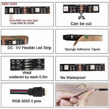 ленточная: Светодиодная Bluetooth RGB 5050 USB лента для подсветки, влагостойкая — 4