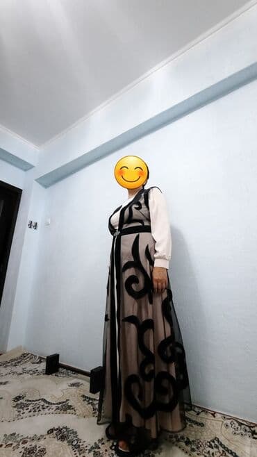 национальное платье на прокат: Кече көйнөгү, Узун модель, Жеңдери менен, L — 1