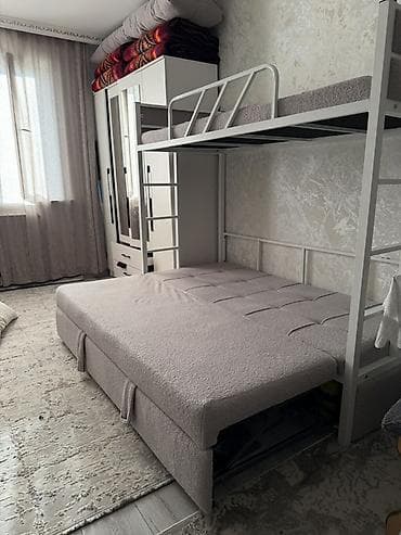 Мебель: Продается Двухъярусная кровать с нижним раскладным диваном Покупала за — 4