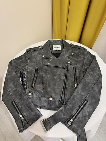 jil sander: Кожаная куртка, Косуха, Экокожа, Укороченная модель, S — 2