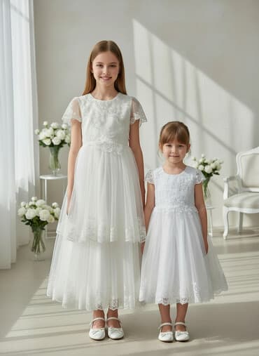 детская обувь сноубутсы: Детское платье, цвет - Белый, Новый — 1