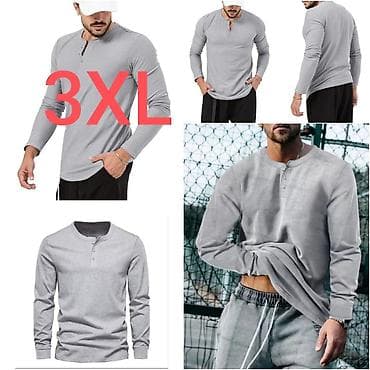 pull and: Новая мужская футболка с длинным рукавом, серая. Размер XXXL (54-56) — 1