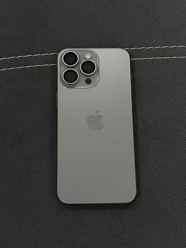 Уюлдук телефондор жана аксессуарлар: IPhone 15 Pro Max, Колдонулган, 256 ГБ, Natural Titanium, Коргоочу айнек, Кабель, Куту, 88 % — 1
