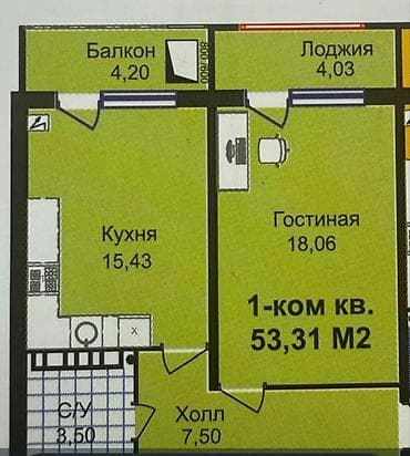 discovery studio: 1 комната, 53 м², Технопарк 7 этаж, ПСО (под самоотделку) — 1