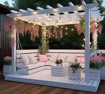 Үй жана бакча: Пергола, Жыгач, Өзүнчө турган, Камтылган арткы жарык, Жаңы, Орнотуу — 5