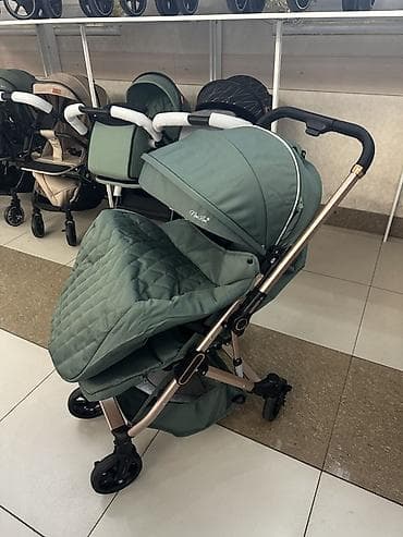 Прогулочная коляска, цвет зеленый (хаки) - Легкая складная рама с