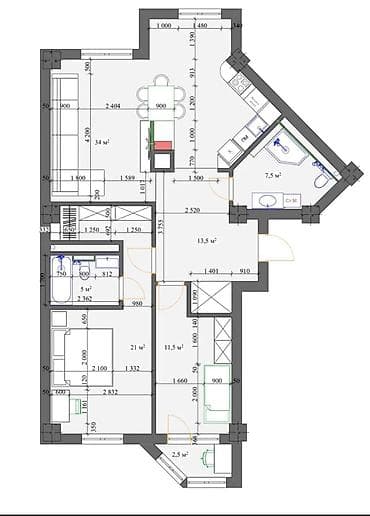 ско: 3 комнаты, 90 м², Элитка, 14 этаж, Готовая ПСО (под самоотделку) — 4