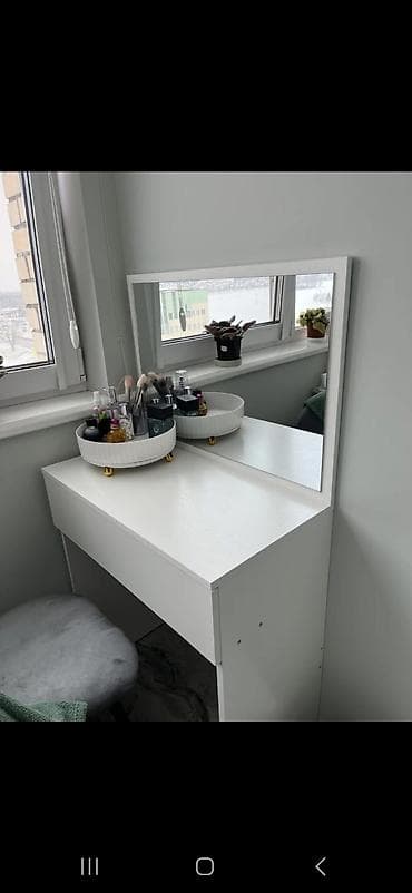 Туалетные столики: Туалетный столик, Новый, С зеркалом, цвет - Белый, ЛДСП — 5