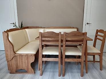 угловой диван с столом: Кухонный обеденный гарнитур, включающий угловой диван, прямоугольный — 2