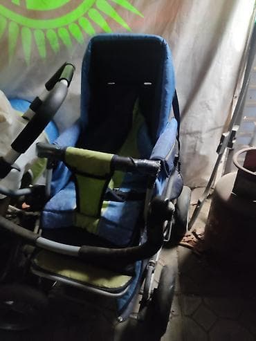 детские коляски с большими колесами: Коляска, цвет - Фиолетовый, Б/у — 5