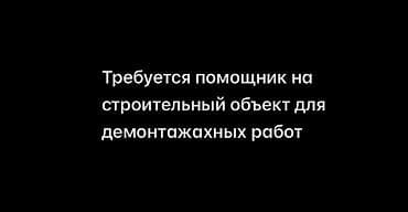 штукатурные работы: Требуется помощник на строительный объект для демонтажных работ — 1