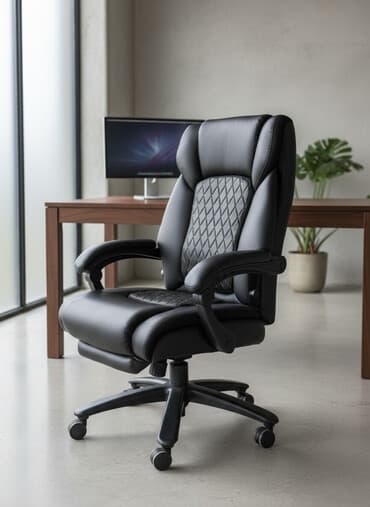 руководительское кресло: Офисное кресло, С колесиками, цвет - Черный, Экокожа — 1