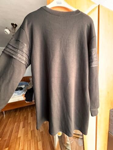 стильные модные платья больших размеров: Повседневное платье, Осень-весна, Короткая модель, Трикотаж, Оверсайз, L — 4