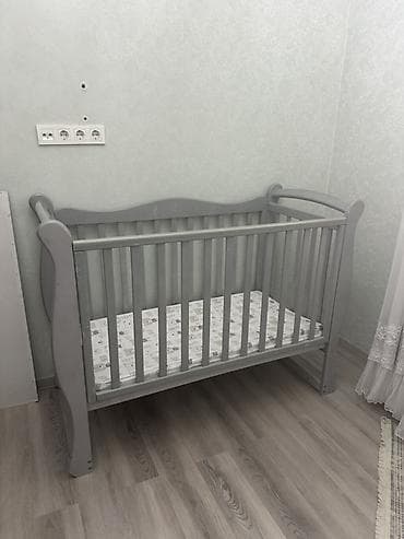 Детская приставная кроватка, Без колесиков, цвет - Серый — 2