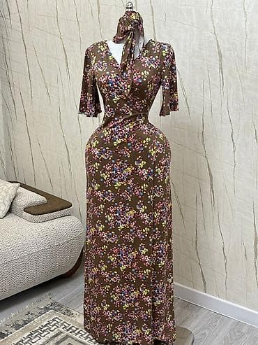 Көйнөктөр: Күнүмдүк көйнөк, Жай, Узун модель, Трикотаж, Ылдый жагы ачык, M, L, XL — 3