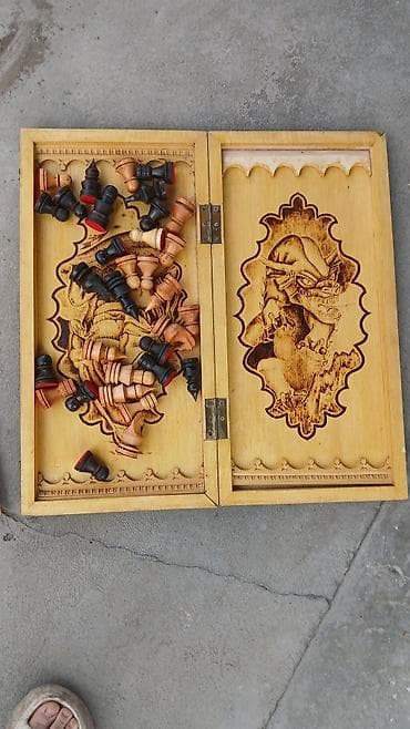 нарда ош: Набор настольных игр из дерева: нарды и шахматы/шашки - Материал — 2