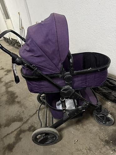 second hend: Детская коляска-люлька фиолетового цвета Б/у коляска от рождения и до — 1