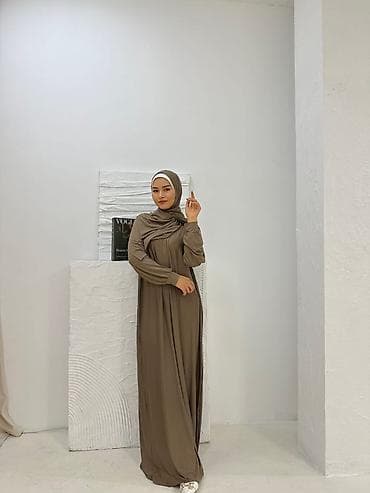 Повседневное платье, Made in KG, Осень-весна, Длинная модель, Трикотаж, Оверсайз, XL