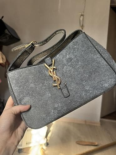 ysl сумка: Сумка на плечо, компактная, серо‑графитовая с эффектом «вытертого» — 2