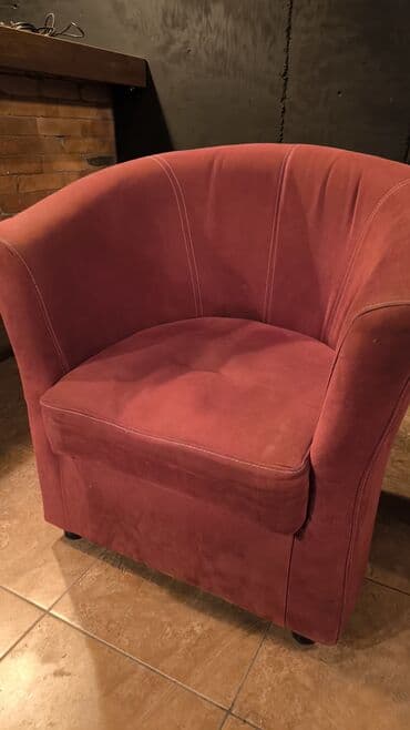 мягкая мебель на заказ: Кресло-клубное, мягкое, вишнёво-бордового цвета. - Обивка — 2