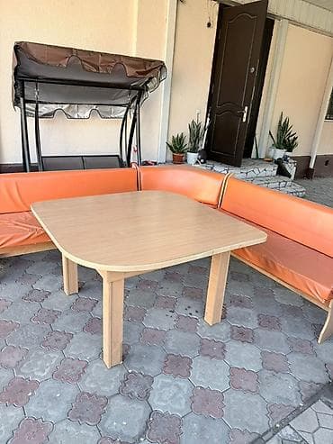 уголок обеденный: Кухонный мягкий уголок, ЛДСП, цвет - Оранжевый — 2