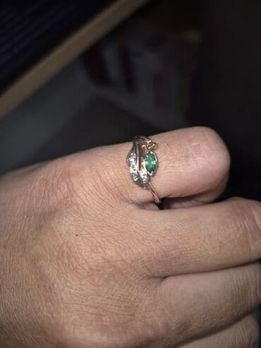 Кольцо, Проба 583, Женские, Изумруд, Б/у