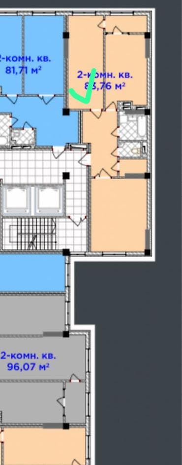 амир: 2 комнаты, 79 м², Элитка, 8 этаж, Готовая ПСО (под самоотделку) — 5