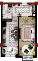 сдаётся квартира в караколе: 1 комната, 48 м², Элитка, 14 этаж, ПСО (под самоотделку) — 4