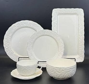 набор кухонных принадлежностей: Набор столовой посуды, 32 предмета - Материал: керамика/фарфор белого — 2