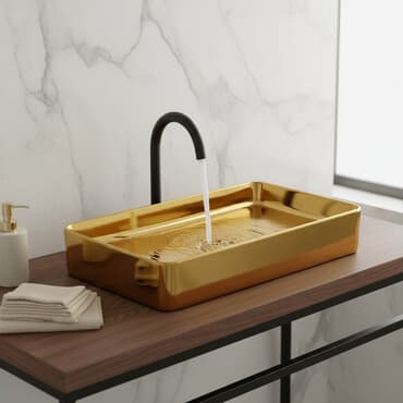 заказать столешницу по своим размерам: Раковина для ванной, Квадратная форма, Материал: Керамика, Размер: 60 x 40 см — 1