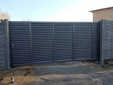 Откатные ворота: Металлические откатные ворота с калиткой - Тип: распашные ворота с — 5