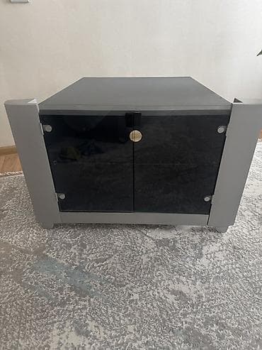 Тумба и подставка для телевизора, Б/у, Напольная, Стекло, Самовывоз, цвет - Серый