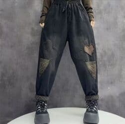 Джинсы, Высокая талия, С утеплителем, XL