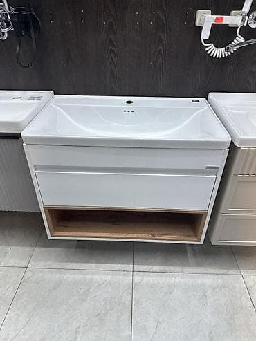 Тумбы и подставки для телевизора: Тумба для ванны, С раковиной, Другой материал, цвет - Белый — 1