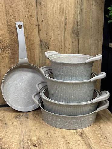 Набор посуды из литого алюминия с мраморным антипригарным покрытием lalafo.kg да Набор посуды из литого алюминия с мраморным антипригарным покрытием