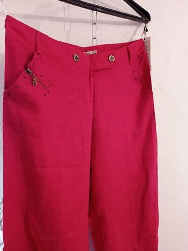 двойка брюки и кофта: Продаются новые широкие хб льняные штаны, Турция, размер 52 (красного — 1