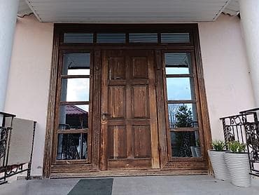 дверное полотно: Двери для домов и квартир, Деревянная, Трехстворчатая, Со стеклом, цвет - Коричневый — 4