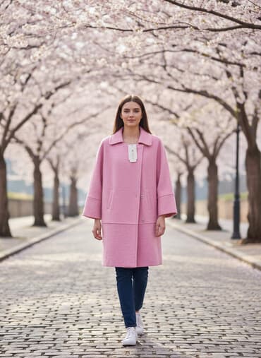 прокат мужских костюмов [возьми на прокат] бишкек фото: Полупальто демисезонное женское новое,производство Корея цвет розовый — 1