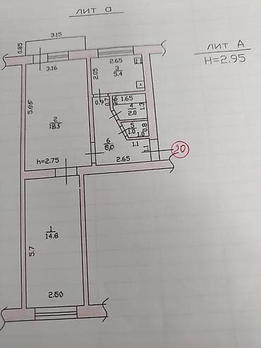 55: 2 комнаты, 47 м², 5 этаж — 1