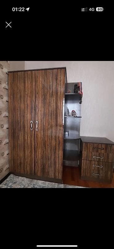 шкаф с комодом: Шкаф-стенка с рабочей поверхностью и открытыми полками - Компактный — 1