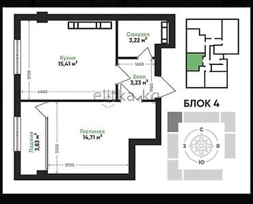 70: 1 комната, 41 м², Элитка, 11 этаж, Готовая ПСО (под самоотделку) — 2