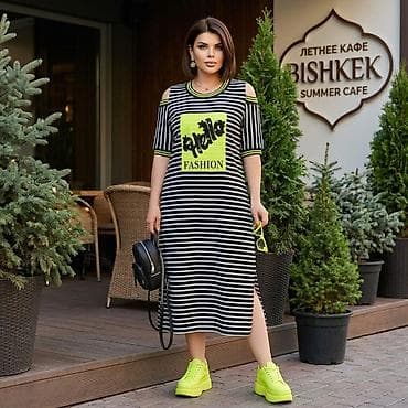 slim patch: Повседневное платье, Лето, Длинная модель, Трикотаж, Прямое, 2XL, 3XL, 4XL — 3