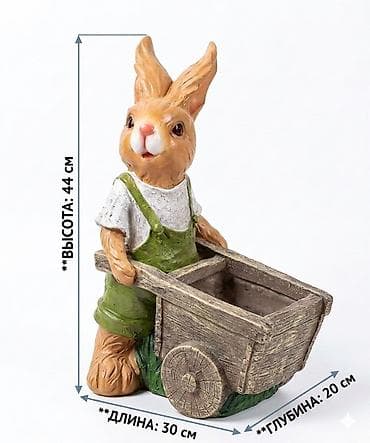 роза декоративная: Садовая фигура‑кашпо «Зайчик» - Декоративное кашпо в виде милого — 1