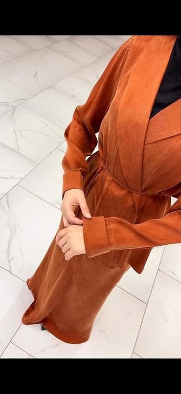 трикотажные костюмы: Женский комплет жакет + длинная юбка - Цвет: терракотовый. - Комплект — 4